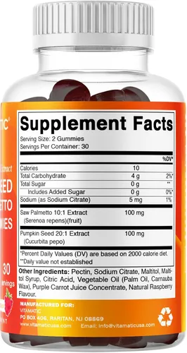 Miniatura 8 de Vitamatic 2 Paquetes de Gomitas de Semillas de Calabaza Sin Azúcar - 3000 mg Equivalentes Por Porción (de Extracto 20:1 y 10:1 de 200 mg) - Hechas