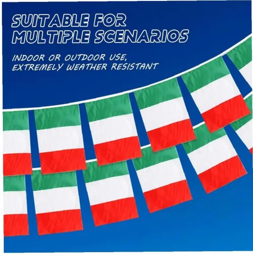 Miniatura 5 de 16.4 ft Bandera italiana Bunting poliéster Italia Bunting Decoración para eventos deportivos Fiestas callejeras Festivales y celebraciones 5.5x8.3 in