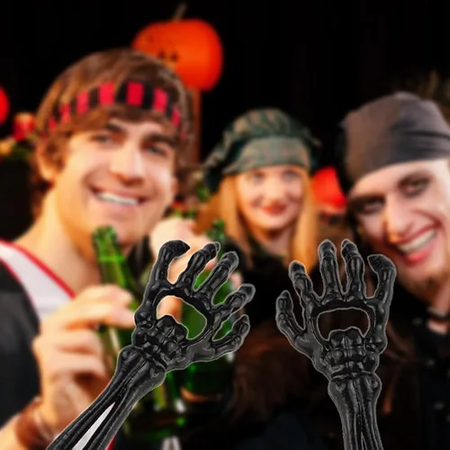 Miniatura 5 de TIHOOD 2 abridores de bebidas con temática de esqueleto de hierro fundido – Abridor de metal divertido único para hombre, Halloween, Navidad, vino