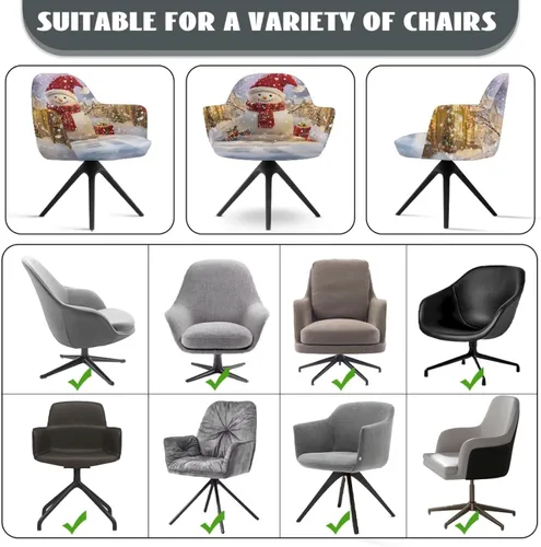 Miniatura 7 de Funda para sillón de invierno con diseño de muñeco de nieve, funda suave para silla de computadora, forro elástico para silla de escritorio, diseño