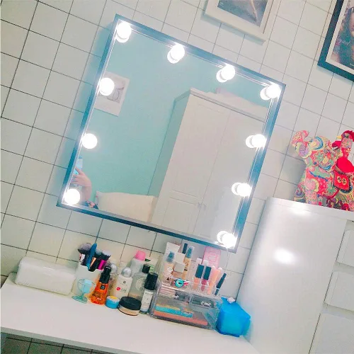 Miniatura 6 de Luces de Espejo de Tocador, 10 Bombillas Regulables DIY Estilo Hollywood Luces LED de Espejo de Maquillaje con Cable USB, Tira de Luminaria