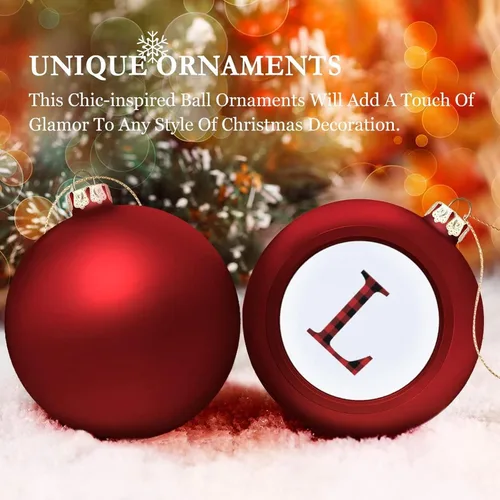Miniatura 4 de Decoración de letras iniciales, adorno de bola de Navidad, negro y rojo, búfalo a cuadros, letra L, adornos de Navidad, recuerdo de recuerdo, regalo