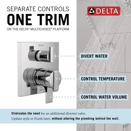 Miniatura 2 de Delta Faucet Ara 17 Series - Kit de moldura de válvula desviadora integrada de 6 ajustes, kit de moldura de válvula desviadora cromada, kit de Cromo