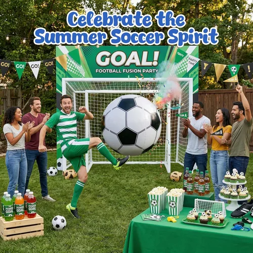 Miniatura 5 de Shindel Balón de fútbol inflable gigante de 27 pulgadas, decoración de fiesta temática de fútbol y juegos de piscina en la playa, resistente sin BPA