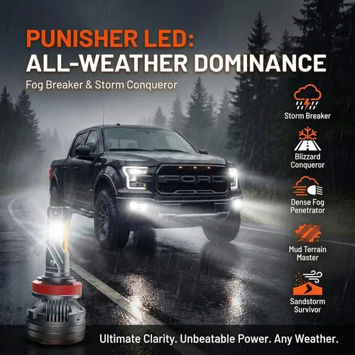 Miniatura 6 de LUXSTER Bombillas LED H1 Punisher, adaptadores H1 incluidos, 40,000LM ultra brillantes, instalación Plug-N-Play, bombillas para luces antiniebla
