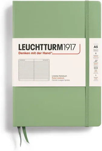 Miniatura 127 de LEUCHTTURM1917 - Cuaderno de tapa dura mediano A5 con 251 páginas numeradas para escritura y diario (verde menta, con puntos)