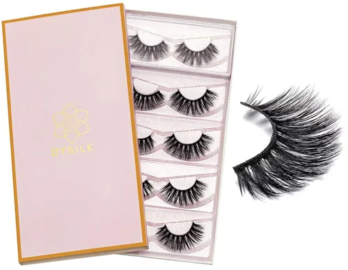 Miniatura 18 de DYSILK Pestañas postizas Wispy - Pestañas postizas de visón 5 pares 6D Extensión de pestañas postizas falsas de visón, Pestañas postizas naturales 5