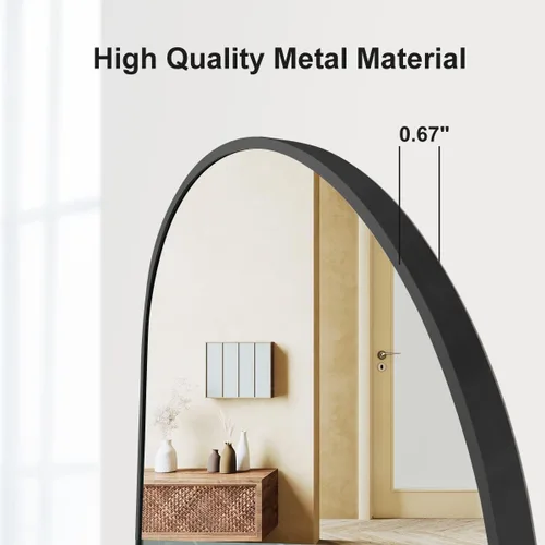 Miniatura 4 de OGCAU Espejo arqueado de longitud completa de 16 x 48 pulgadas para pared, espejo colgante con parte superior arqueada de cuerpo completo o montado