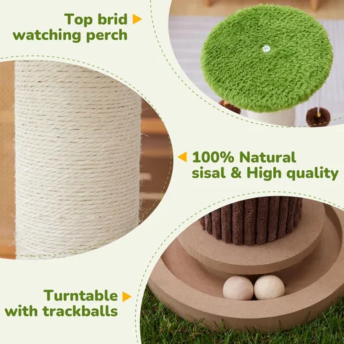 Miniatura 3 de Woochpet Poste rascador de gato de 34 pulgadas de alto con juguete de pista de bola para gatos, resistente y grueso, poste rascador de sisal natural