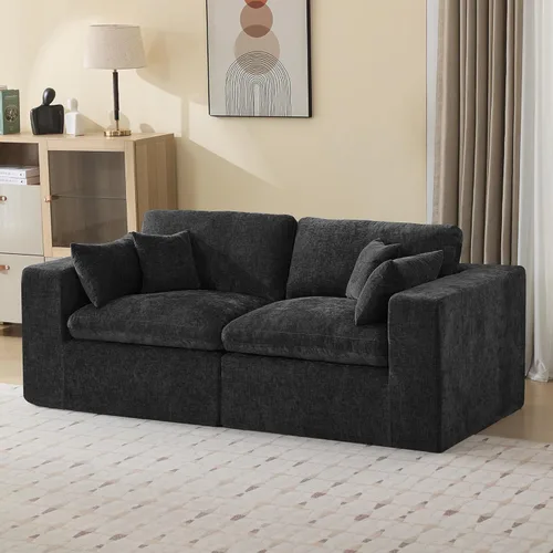 Miniatura 47 de Sofá modular sin hueso de 115 pulgadas, sofá modular modular con otomana, tapizado de gran tamaño, convertible, cómodo sofá de felpilla de 4 plazas