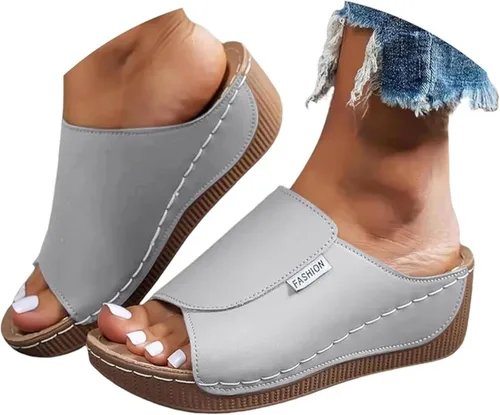 Miniatura 6 de Sandalias ortopédicas para mujer, con plataforma elegante, cómodas, ortopédicas, informales, para verano, con soporte de arco Rosa