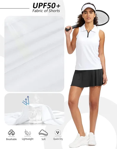 Miniatura 5 de Viodia Camiseta de golf sin mangas para mujer, con cremallera, de secado rápido, camisetas polo para mujer, ropa de golf