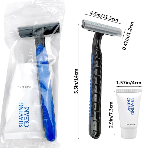 Miniatura 5 de Kit de afeitado a granel, afeitado suave desechable y crema (0.42 oz), artículos de tocador envueltos individualmente para hotel, Airbnb, sin hogar