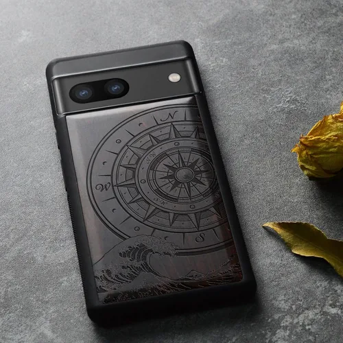 Miniatura 4 de Carveit Funda de madera para Pixel 8a - Madera natural y negro suave TPU a prueba de golpes - Funda de madera única compatible con Google Pixel 8a