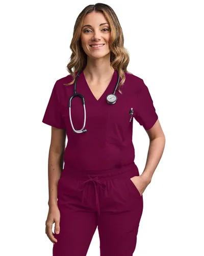 Miniatura 3 de Green Town Conjunto de ropa quirúrgica para mujer, pantalón deportivo y parte superior con cuello en V, 5 bolsillos, cintura de yoga, uniforme