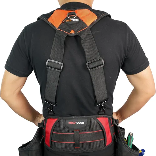 Miniatura 7 de MELOTOUGH Tirantes Magnéticos para Cinturón de Herramientas con Pulsera Magnética de Muñeca para Cinturón de Trabajo Tirantes Acolchados de Naranja