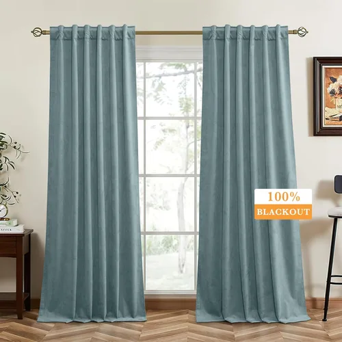 Miniatura 43 de RYB HOME - Cortinas de terciopelo beige, cortinas decorativas resistentes con pestaña trasera, cubierta de privacidad para oscurecer habitación