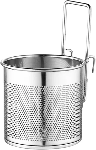 Cesta coladora de fideos, colador de pasta de acero inoxidable de malla fina con asa, versátil cesta de fideos de cocina para cocinar y freír
