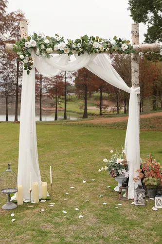 Miniatura 2 de YYHUAWU Arco de boda drapeado tela de gasa de 20 pies, cortinas de tela de gasa rubor, cortinas de cenador, ceremonia de boda, recepción, decoración