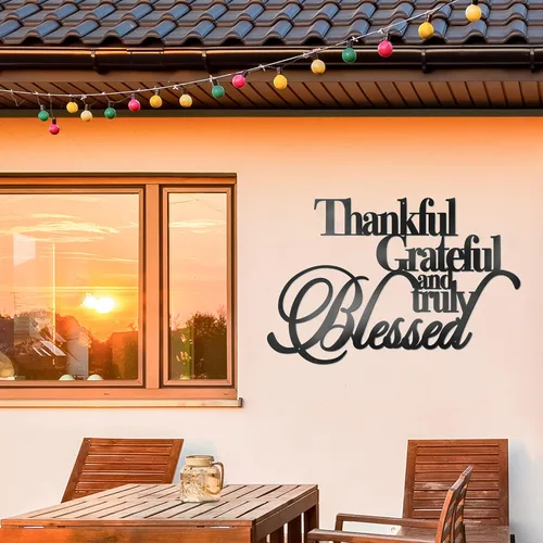 Miniatura 8 de Vivegate Decoración de pared con texto en inglés «Thankful Grateful Blessed» – Home Thankful Iron Wall Decor Blessed Letreros de pared