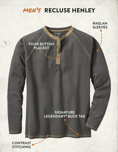 Miniatura 4 de Legendary Whitetails - Camiseta de manga larga para hombre Recluse Henley