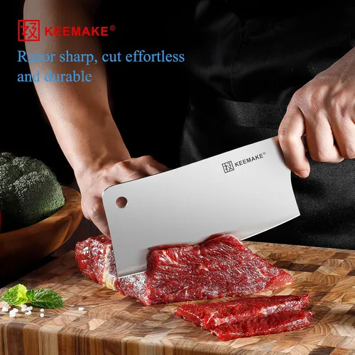 Miniatura 2 de Cuchillo KEEMAKE de 7 pulgadas, cuchillo para carne de servicio pesado con acero alemán de alto carbono inoxidable 1.4116, cuchillo de verduras
