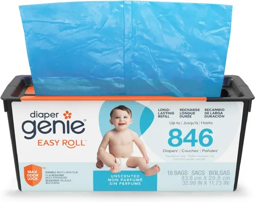 Miniatura 14 de Diaper Genie Recarga fácil de enrollar 30 bolsas por recambio Capacidad para hasta 1410 pañales para recién nacidos Control de olores Bolsas