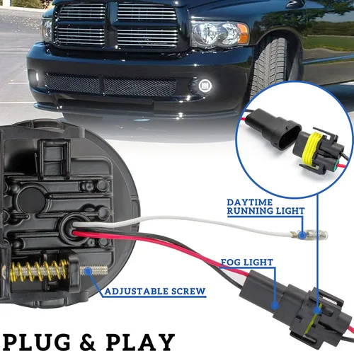 Miniatura 4 de Luces antiniebla LED con anillo de halo DRL para Dodge Ram 1500 2500 3500 94-02, reemplazo de faros antiniebla de conducción de parachoques