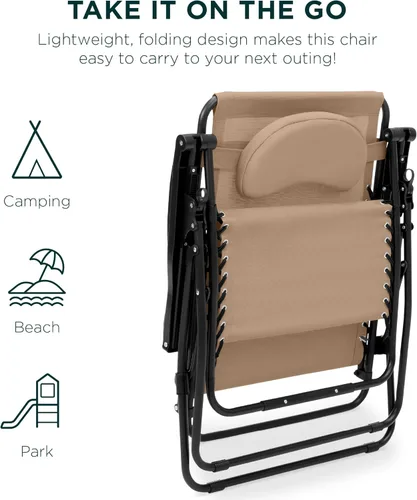 Miniatura 7 de Best Choice Products - Silla de gravedad cero de gran tamaño Canela