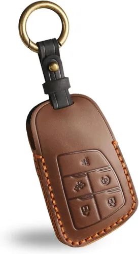 Miniatura 11 de OLLEN Funda de cuero de alta calidad sin tornillos para llavero, compatible con GMC Yukon Denali Sierra Chevy Silverado Suburban Tahoe Buick