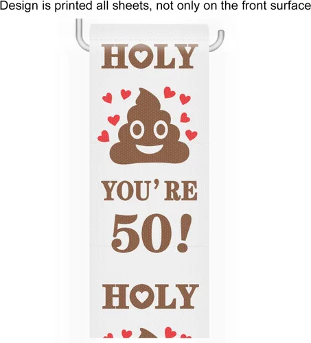 Miniatura 5 de Papel higiénico de 50 cumpleaños para hombres y mujeres, divertido regalo de broma de 50 cumpleaños, papel higiénico novedoso, regalo