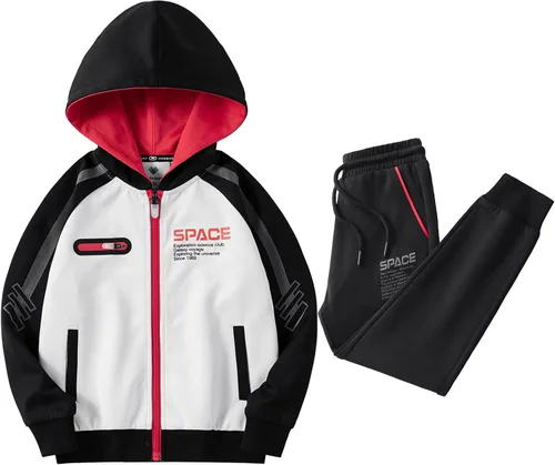 Miniatura 4 de ANOTWENER Ropa deportiva para niños, conjuntos de chándal con capucha, sudadera y pantalones deportivos, 2 piezas, 2 a 8 años