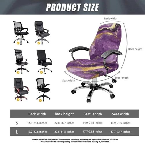 Miniatura 7 de Funda para silla de oficina de mármol morado, lavable, funda para silla de escritorio, fundas para silla de computadora para silla giratoria, silla