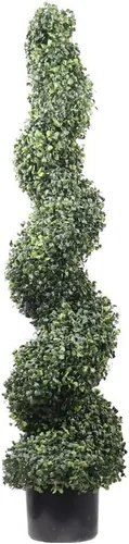 ALL SEASON GREEN Árbol topiario artificial de 48 pulgadas, boj en espiral en maceta de plástico para uso en interiores o exteriores (1 pieza