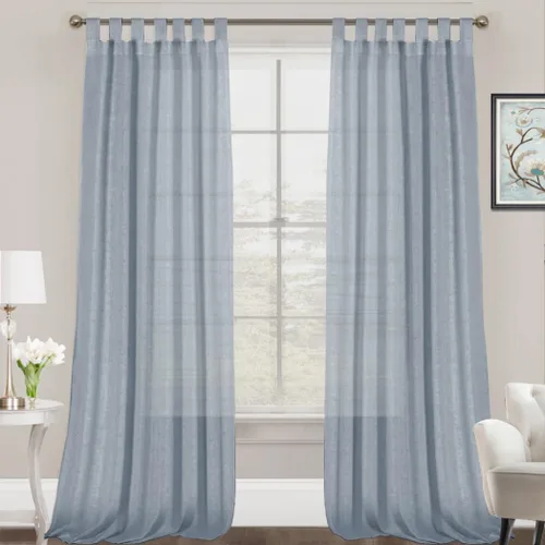 Miniatura 9 de FantasDecor Cortinas de lino de 63 pulgadas de largo, 2 paneles con pestañas superiores para sala de estar/dormitorio, cortinas texturizadas de lino