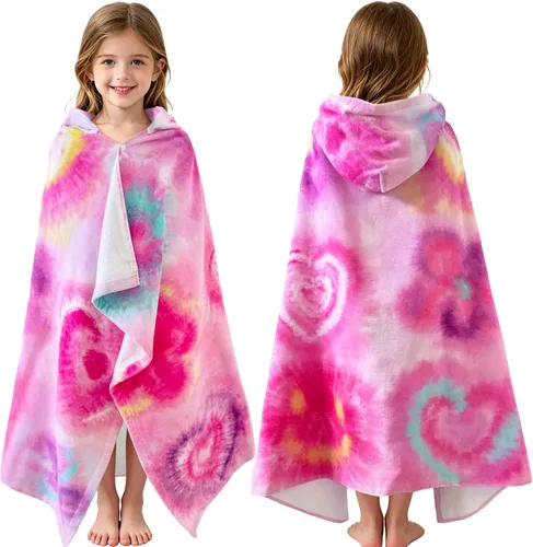 Miniatura 31 de VOOVA & MOVAS Toalla de playa con capucha para niños de 3 a 8 años, 30 x 50 pulgadas, suave, gruesa, grande, 100% algodón, absorbente para playa