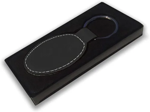 Miniatura 2 de LaserGram Llavero ovalado, retroexcavadora, grabado personalizado incluido Negro con plateado