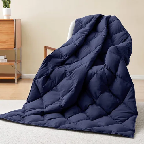 puredown® Mantas de plumón para sofá, manta ligera para interiores y exteriores, manta suave para viajes y hogar, color azul marino (50 x 70