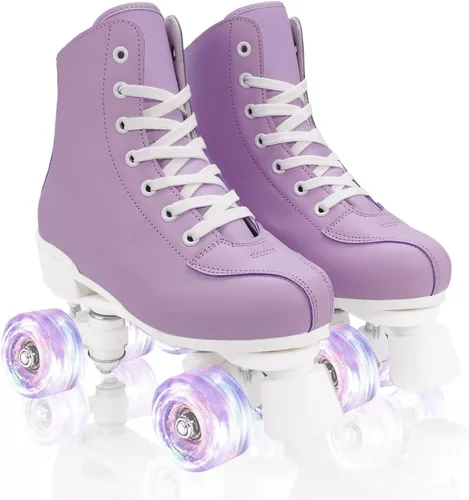 Miniatura 9 de jessie Patines de ruedas para mujeres, niñas y adultos, de piel sintética, ruedas iluminadas, patines para principiantes, profesionales, interiores