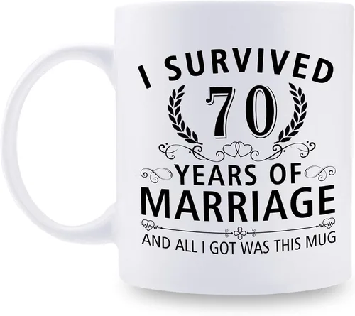 Miniatura 8 de Taza de café de 11 onzas con texto en inglés "I Survived 50 Years of Marriage and All I Got Was This Cup" para el 50 aniversario de boda y para él