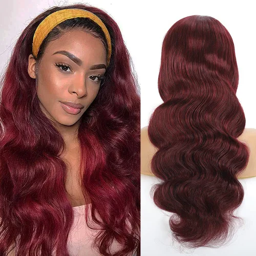 Miniatura 6 de Peluca rizada con diadema de cabello humano sin encaje frontal, pelucas rizadas para mujeres negras, cabello humano sin pegamento, 100% cabello