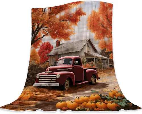 Miniatura 8 de Manta decorativa de otoño pequeña para niños, manta naranja de Acción de Gracias, calabaza de otoño para niñas y niños, ligera, mullida, suave
