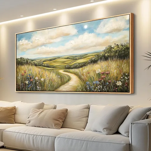 Miniatura 15 de PHAOHUAXM Lienzo decorativo de pared para sala de estar, decoración de pared grande para dormitorio, árbol rojo, tinta, paisaje de montaña, pintura