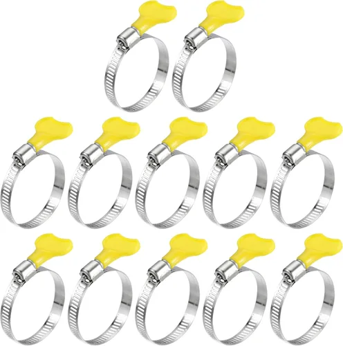 Miniatura 10 de uxcell Abrazadera de manguera de engranaje helicoidal, 24 abrazaderas de manguera de acero inoxidable ajustables de 1/2 a 3/4 pulgadas con mango