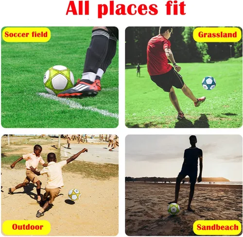 Miniatura 4 de Balón de fútbol tamaño 3,4,5 PU suave para práctica de entrenamiento, regalo para niños y niñas, viene con bomba y aguja