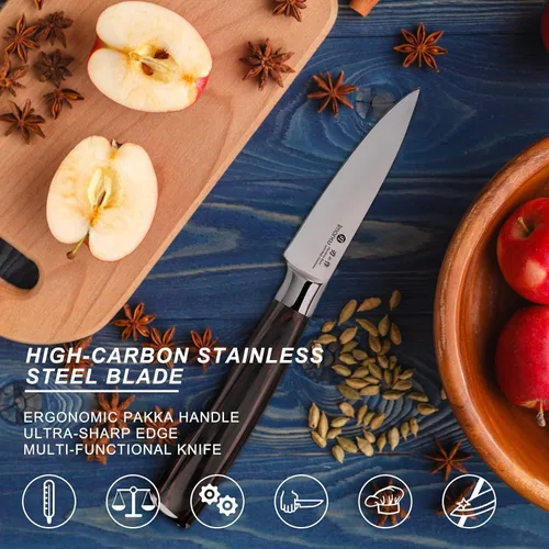 Miniatura 5 de imarku - Cuchillo de pelar, 3.5 pulgadas, cuchillos de cocina pequeños - Cuchillo de fruta de acero inoxidable japonés SUS440A, mango ergonómico