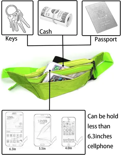 Miniatura 57 de Bolsa de cintura ultrafino con ranuras c/visualización para tarjeta de crédito, para deportes, aire libre, correr, caminar, viajes.