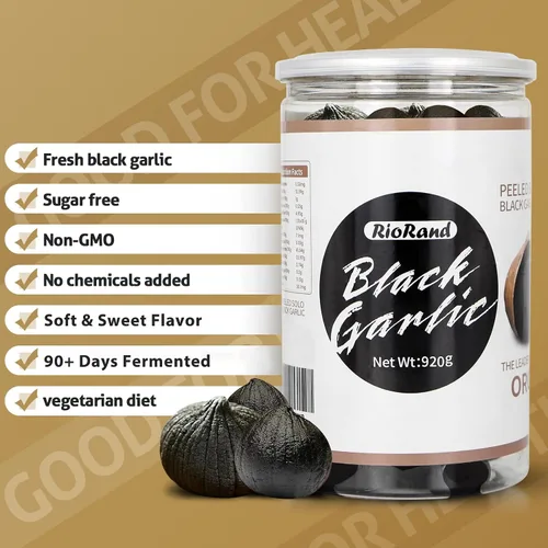 Miniatura 6 de RioRand Ajo negro entero y pelado fermentado de 90 días sin conservantes añadidos listos para comer para aperitivos y cocinar, 32.45 oz y 2.03 libras