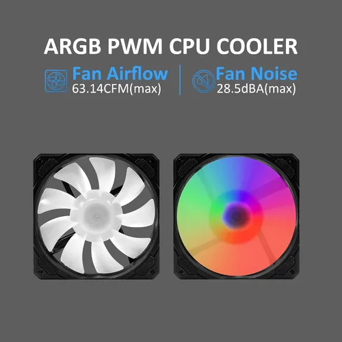 Miniatura 5 de Enfriador de CPU AIO de 9.449 in con ventilador de CPU RGB PWM direccionable y refrigeración líquida del radiador para Intel y AMD, bomba de espejo