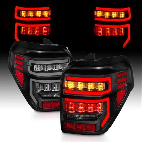 AmeriLite - Conjunto de luz trasera de repuesto en tubo LED negro para Toyota 4 Runner 2014-2023, par - Lado del pasajero y del conductor